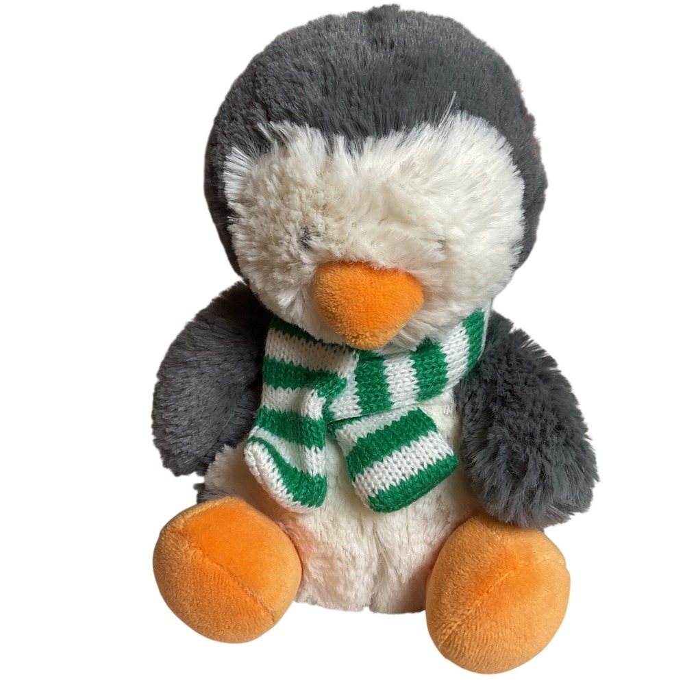 Jellycat Poppet Penguin Plush Small Grey White Green Scarf Excellent retired